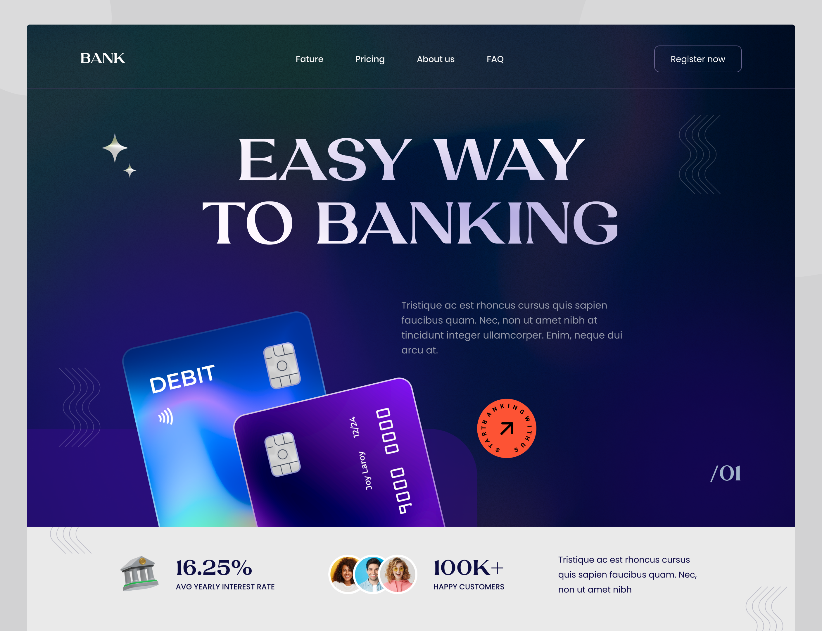 Banking Landing Page 3d app art bank bank card banking app banking landing page banking website branding clean concept credit card digital banking finance finance app finance website fintech mobile banking payment website ui