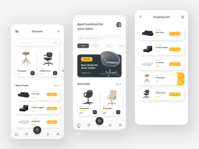 Furniture Mobile App 3d animation booking app ecommerce app ecommerce mobile app furniture app furniture mobile app furniture web design illustration landing page marketplace app minimalist app mobile app mobile app design ui web web design