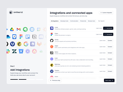 Multi-step sign up — Untitled UI account creation connected apps create account integrations log in login minimal multi-step onboarding product design sign up signup split screen ui ui design user interface ux ux design web design