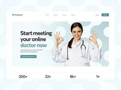 Healexpert: Landing Page Hero clinic design doctor health hero hero page homepage landing landing page landing page hero medical medicine minimal ui ux web web design website