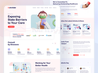 MotivAider - Online Healthcare Services branding healthcare healthtech hero section landing page medical app medicine product medtech telemedecine ui uiux visual identity web application web ui