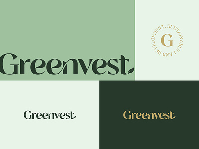 Greenvest branding brand green and gold brand header land leaf logo leanding page logo property property developers typography logo website