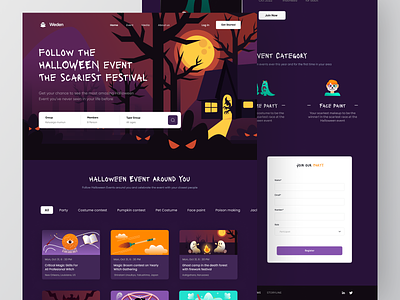 Halloween Event Website 2d illustration art design event flat flat illustration graphic design halloween halloween illustration halloween vector horror illustration illustration illustration 2d landing page ui ui illustration vector web illustration website website illustration