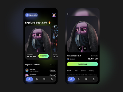 NFT app concept app concept design market place mobile app nft ui