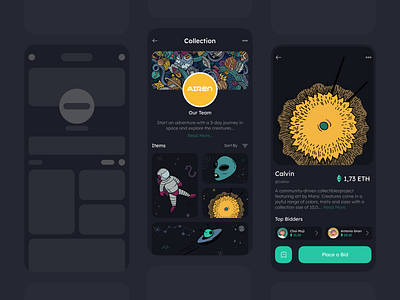 NFT Marketplace - Airen Mobile App app blockchain branding crypto darkmode design green illustration logo marketplace minimal mobile mobile app nft ui uidesign ux website