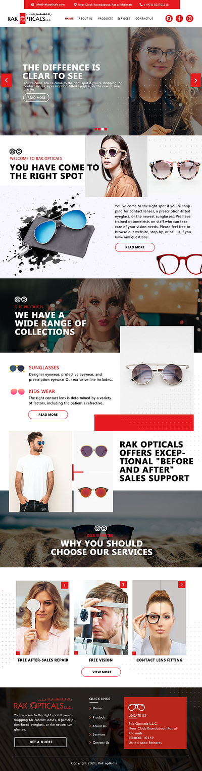 RAK Opticals creative web design design ui ui ux user interface design ux website