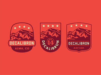 Decalibron Badges 14er adventure badge climb colorado explore graphic hike illustration mountain outdoors rockies seal shield summit type typographic