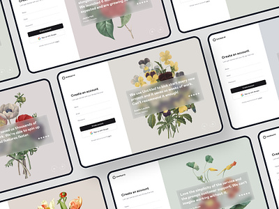 Sign up page — Untitled UI create account floral flowers log in login minimal minimalism onboarding quote sign up signup testimonial web design