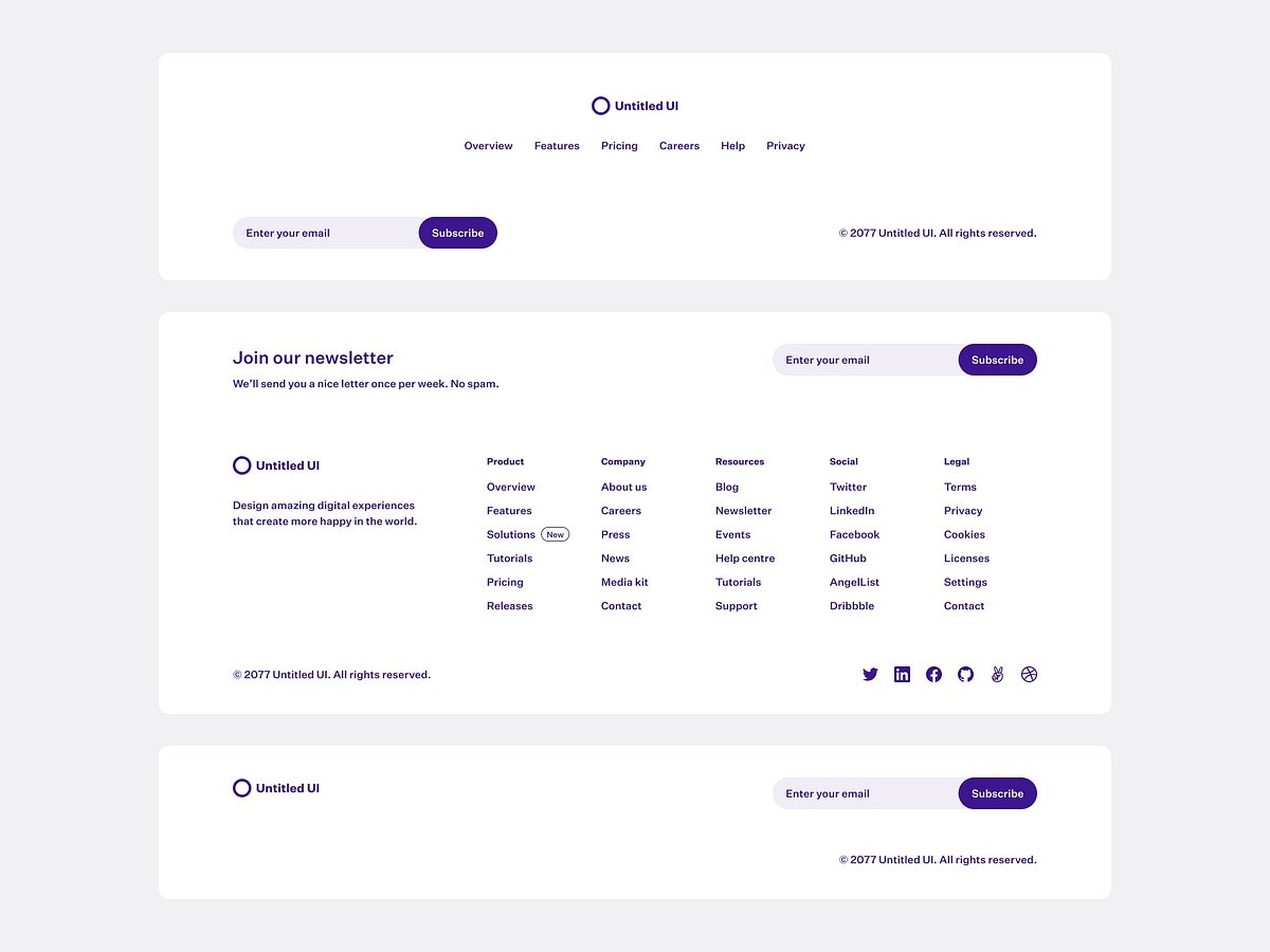 Footers — Untitled UI by Jordan Hughes® on Dribbble
