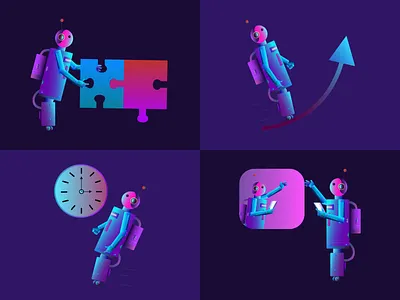 Botech - Robot Illustration Pack #3 branding design dorik graphic design illustration ui vector