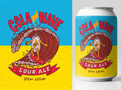 Cola Wave Sour Ale beer label cola illustration lettering matt vergotis surfing verg wave