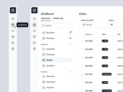 Dual-tier sidebar navigation — Untitled UI design system figma icons menu minimal minimalism nav nav menu product design side bar side nav sidebar sidenav simple table ui design user interface