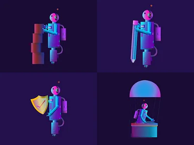 Botech - Robot Illustration Pack #5 branding design dorik graphic design illustration ui vector