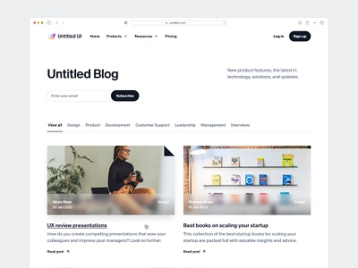 Blog home page — Untitled UI articles blog blog home blog page blog post ghost grid header landing page minimal minimalism web design webflow wordpress