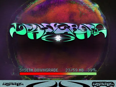 DOWNGRADE - custom logotype acid chrome chrometype customtype cyber deathmetal design graphic design lettering logo logodesign logotype rave tribal type typo y2k