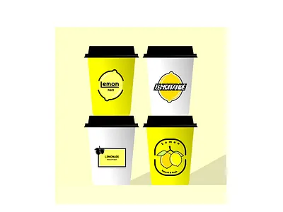 Lemon Juice Logo brand branding cup fresh drink graphic design lemon lime logo mockup paper glass template