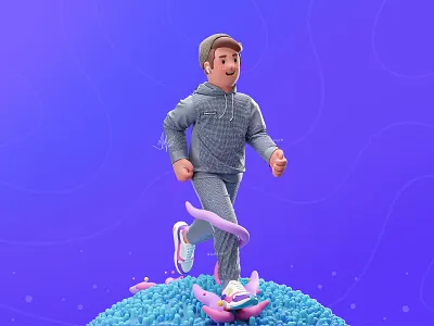 Morning Walk 3d 3d character character cinema4d colors design graphic design hero illustration octane render ui website