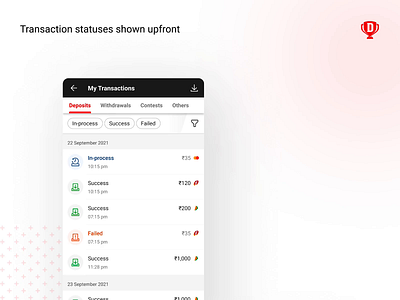 My transactions designdream11 designthinking dream11 fantasy gaming featureadoption featureredesign mobile app design motion graphics productdesign redesign sports ui uidesign uiux userexperience uxdesign visualdesign