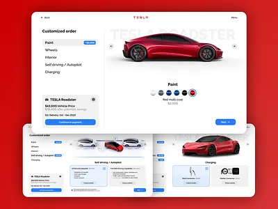 Product customization autopilot beginner car computer concept custom customization dailyui design desktop electric figma order pc roadster tesla ui website