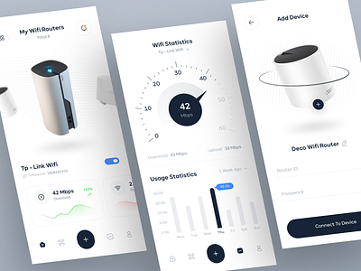 Wifi Management App - Light Mode 🔥 app app design clean concept creative design flat internet management minimal mobile modern network smart smart home trend ui ux wifi wifi router