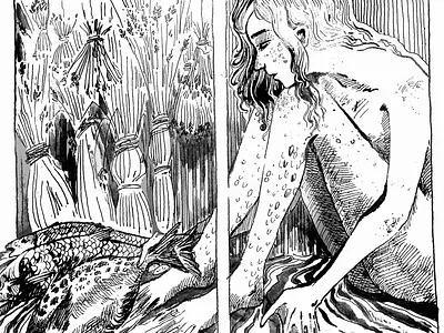 Harvest time black and white art black and white illustration black and white style book illustration children book illustrator graphic illustration illustration ink painting traditional art