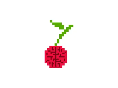 8bit Cherry Brain Logo 8bit brain brandidentity branding cherry combination mark design game healthy mind icon identity logo logos mind pixel retro simple smart ui vector