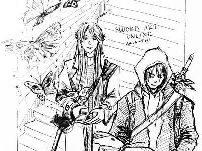 Alternative SAO black and white illustration black and white style book illustration children book illustrator illustration ink painting traditional art