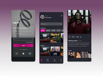 Movie streaming service app app design ui ux