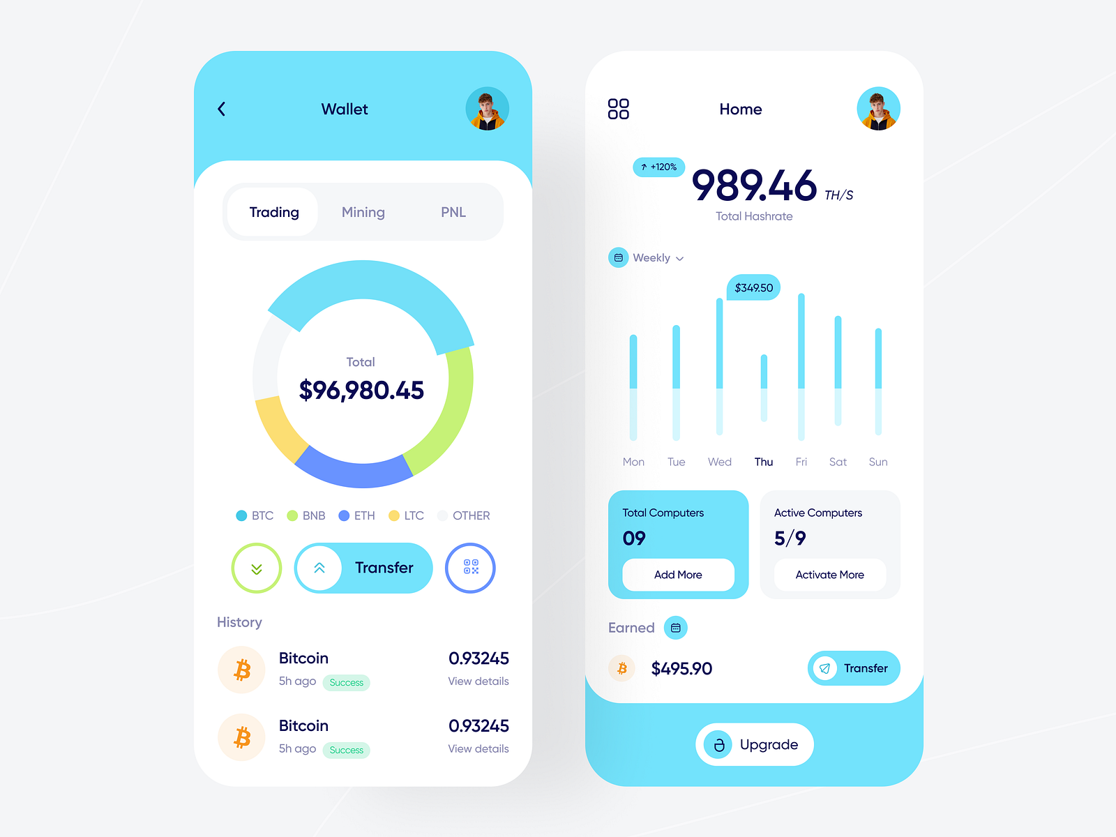 Crypto Bitcoin Mining App Interface by Arif Islam on Dribbble