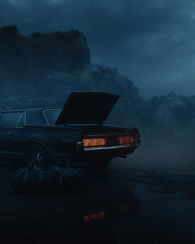 Left behind 3d car cinema cinematic city dark digital art