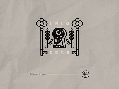 Unlocked badge design illustration illustrator linework minimal monoline vector