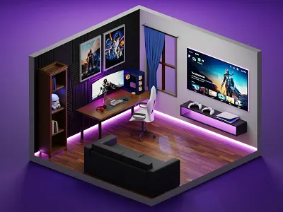 Gaming room 3d animation blender branding design digital illustration digitalillustrating game gaming graphic design illustration illustration art illustrations illustrator logo motion graphics starwars ui