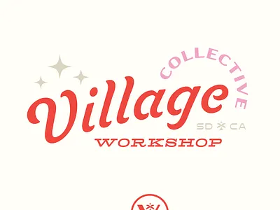 Village Workshop | Logo Design art branding california collective graphic design logo logo design pink red san diego village vintage workshop