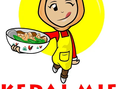 Logo Full Kedai Mie Racikan Ibu animation design illustration logo
