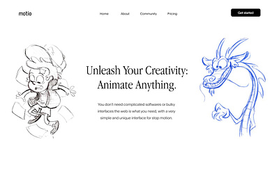 Motio- Animation landing page. branding ui