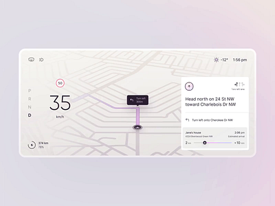 HMI Navigation animation app auto car cluster dashboard destination direction hmi limit map motion movement navigation route screen speed ui vehicle