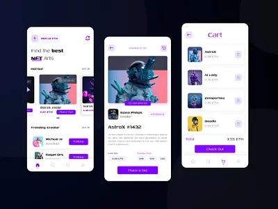 NFT mobile app bitcoin blochain crypto design eth etherium marketplace mdgrpias mobile app mobile app ui nft nft art nft mobile app token trending ui ux web 3.0