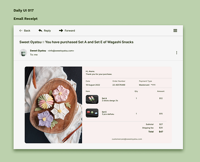Daily UI 017 - Email Receipt dailyui design ui uidesign userexperience userinterface userinterfacedesign ux uxdesign