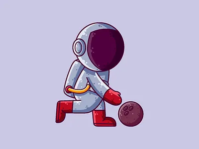 Astronaut Bowling astronaut bowling cartoon character cute graphic design icon illustration sport vector