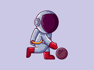 Astronaut Bowling astronaut bowling cartoon character cute graphic design icon illustration sport vector