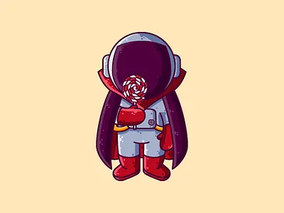 Astronaut Vampire Halloween astronaut candy cartoon character cute dracula graphic design halloween icon illustration lollipop vampire vector