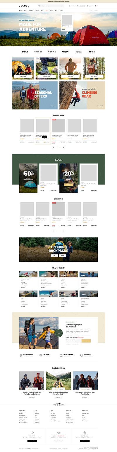 Trekky - Outdoor Gear WooCommerce Theme - Opal_WP adventure camping clothes ecommerce furniture gear hiking outdoor shop store template theme web design web development website woocommerce wordpress