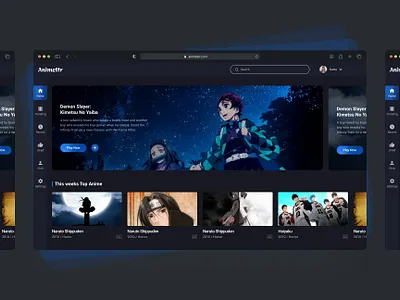 Movie Dashboard Design anime black blue cinema dark dashboard design flim grey landing movie netflix series theme tv ui ux watch web website