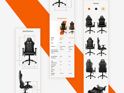 Mobile App - Comparison and Specifications Page (COUGAR Gaming) 2022 android app bright color compare dark e commerce interface ios iphone mobile modern product page table trend ui ux web design website