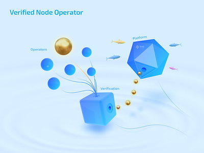 Blockchain Node Operators 3D illustration 3d blockchain