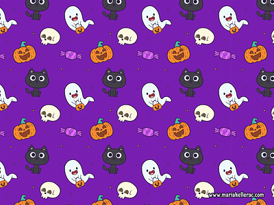 Spooky pattern cartoon cat characters children cute design ghost halloween happy halloween illustration kawaii kids mexico noche de brujas pattern pumpkin skull spooky