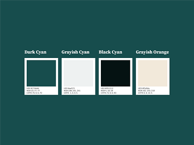 Color palette | Personal visual identity (rebranding) black black cyan brand identity branding color color combination color palette color set colors cyan dark cyan design graphic design grayish cyan grayish orange orange personal brand vector visual visual identity