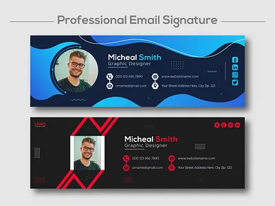 Corporate Email Signature or Email Footer Design agency banner branding business company contact corporate cover creative design email email footer html minimal modern personal sign signature social media website