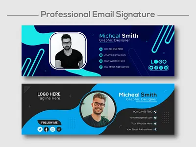 Modern email signature or email footer design template abstract banner branding business company contact corporate cover creative design email email footer graphic design html mail modern online sign signature template