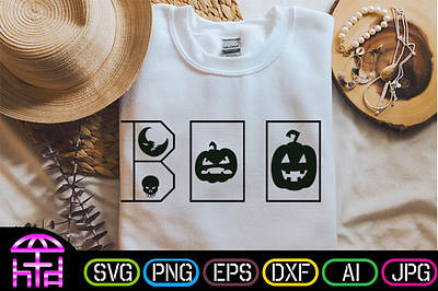 BOO boo graphic design halloween png svg the best t shirt
